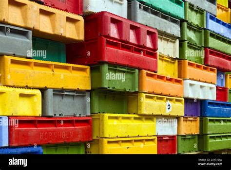 Stacked Fish Crates Stock Photo Alamy
