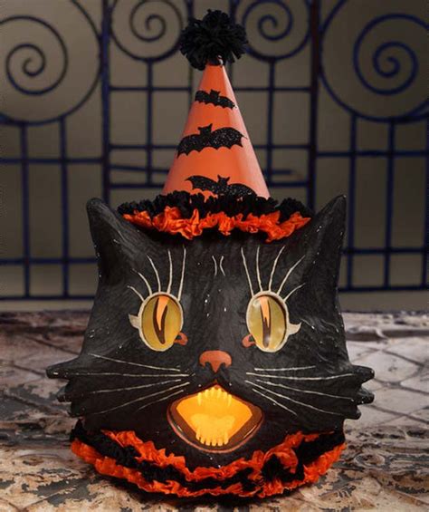 Sassy Cat Lantern Bethany Lowe Halloween Paper Mache