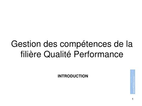 Ppt Gestion Des Comp Tences De La Fili Re Qualit Performance