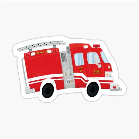 "Cute Red Firetruck Sticker" Sticker for Sale by NPolandDesigns | Redbubble