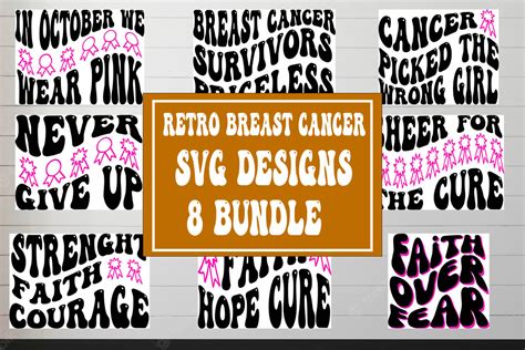 Retro Breast Cancer Svg Design Bundle Graphic By Wow Ts Store