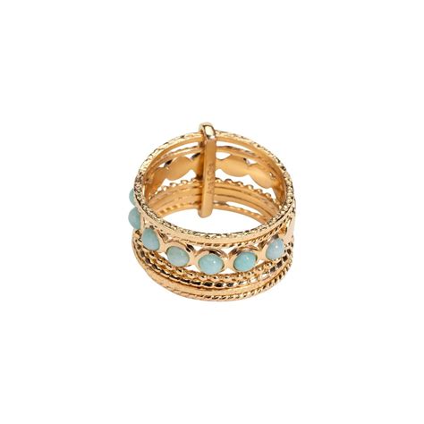 Achat Bague semainier Ana Cha Miranda en plaqué or jaune et amazonite