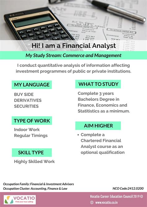financial analyst vcec vocation career education council