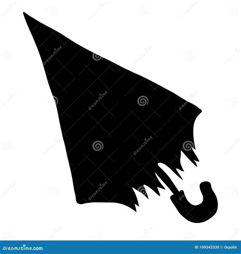 Silhouette Umbrella From The Rain Closed Vector Illustration Stock