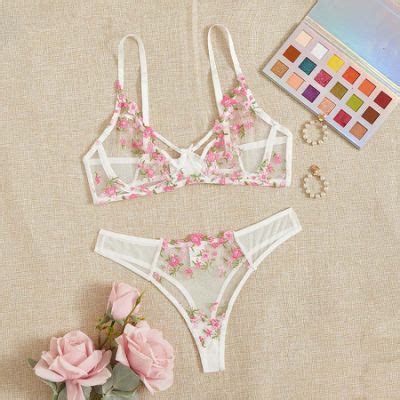 Sexy Pink Underwear Women Hot Lingerie Bandage Bra Brief Sets Bralette Transparent Sensual See