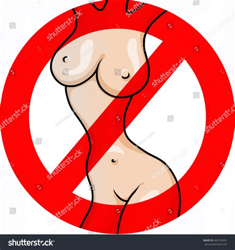 Figure Girl Naked Torso Red Prohibition Stock Vector Royalty Free