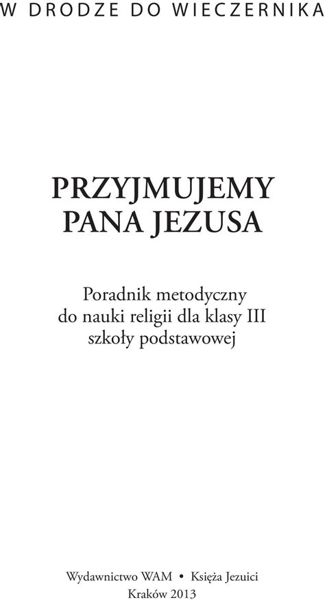 W Drodze Do Wieczernika Przyjmujemy Poradnik Metodyczny Do Nauki