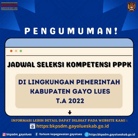 Jadwal Seleksi Kompetensi Pppk Kabupaten Gayo Lues Tahun Seleksi