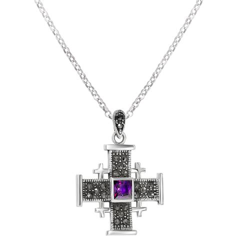 Decorated Jerusalem Cross Silver Pendant From Jerusalem