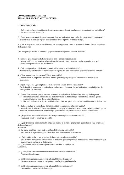 Conocimientos M Nimos Tema Conocimientos M Nimos Tema El Proceso