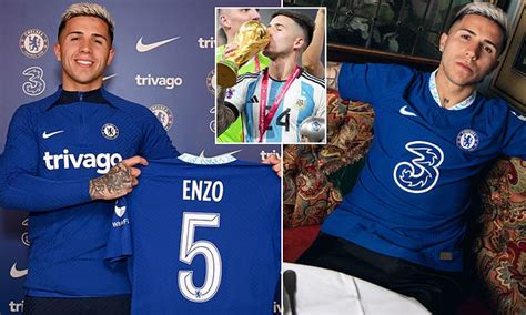 Enzo Fernandez Pictured In A Chelsea Shirt For The First Time After His British Record £107m