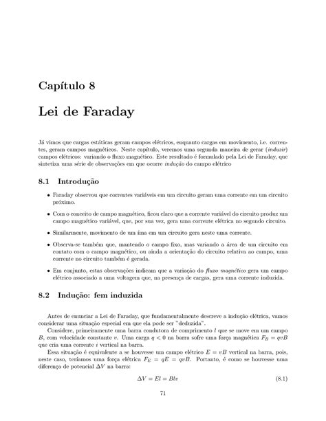 Lei De Faraday Cap Tulo Lei De Faraday J A Vimos Que Cargas