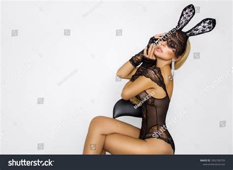 Sexy Blonde Girl Lace Bunny Ears Stock Photo 1052700725 Shutterstock