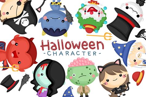 Halloween Costume Clipart - Cute Monster Graphic by Inkley Studio · Creative Fabrica