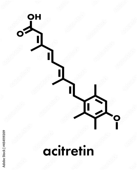 Acitretin psoriasis drug molecule. Skeletal formula. Stock Vector ...