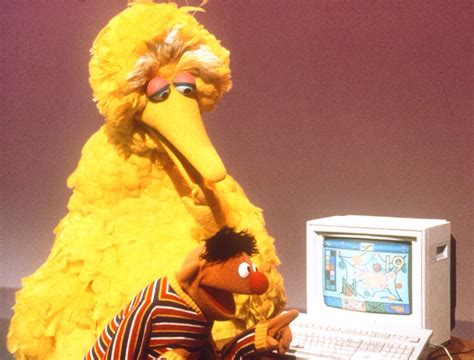 Ernie And Big Bird Checking Out A Computer Shower Cam Kermit The Frog