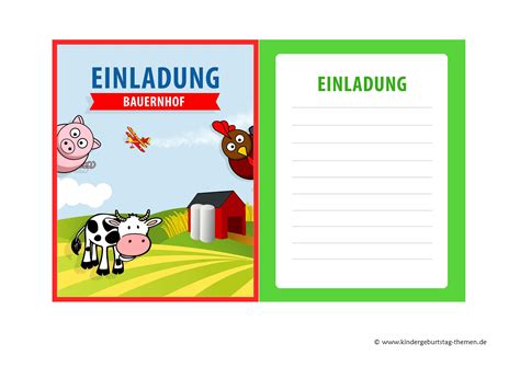 Einladung Kindergeburtstag Bauernhof Vorlage