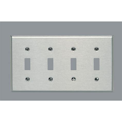 Leviton 4 Gang 4 Toggle Standard Size Stainless Steel Wall Plate Stainless Steel 84012 The