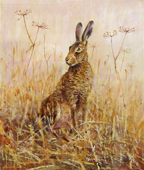 Hare Sitting In Field Original Oil Painting By Dog Specialist Artist