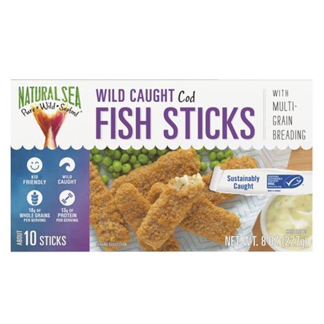 Natural Sea Frozen Wild Caught Cod Breaded Fish Sticks 8oz Delivered