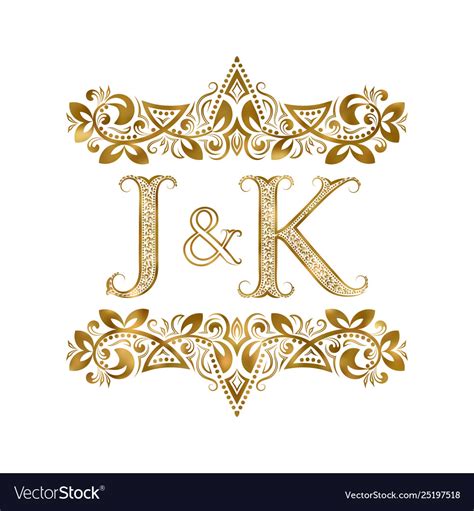 J And K Vintage Initials Logo Symbol Letters Vector Image