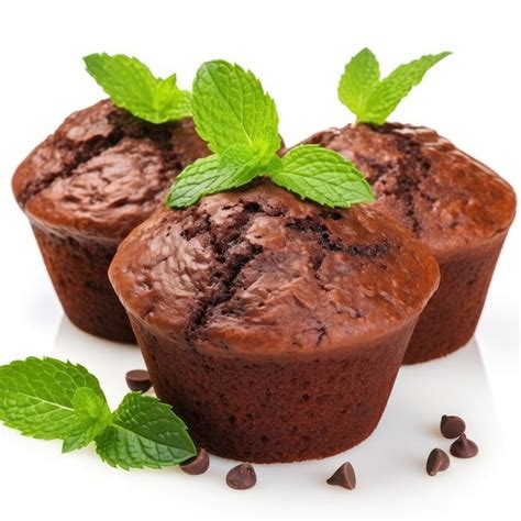 Premium Photo Chocolate Muffins Isolated On White Generative Ai