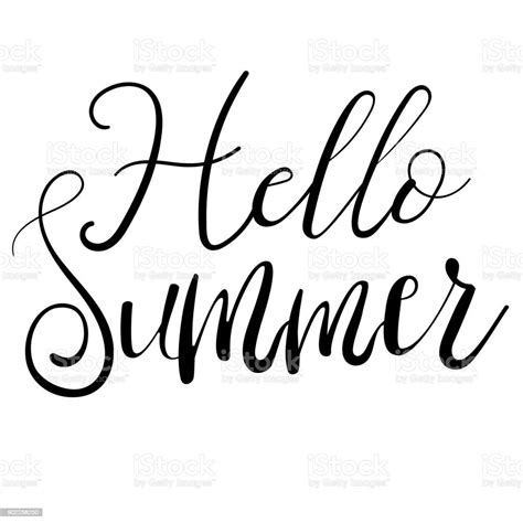 Hello Summer Lettering Isolated On White Hand Written Vector Type