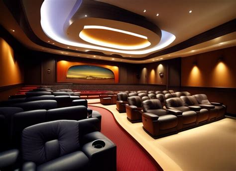 Free AI Image | A large theater room with a large painting on the wall