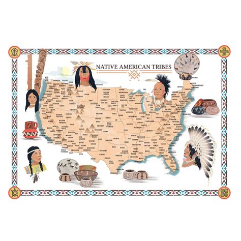 Native American Map Tribal Nations Languages Poster Wall Map – NBKomputer