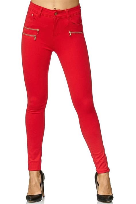 Elara Jeggings Elara Damen Stretch Hose Skinny Fit Jegging 1 Tlg