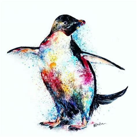 Colorful Penguin … | Colorful animal paintings, Animal paintings, Penguin art