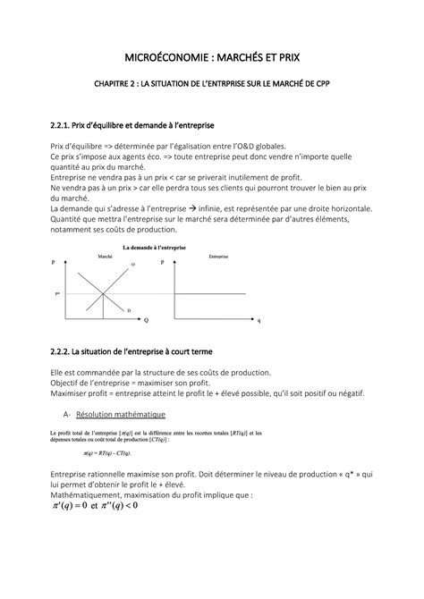 Micro Chap 2 MicroÉconomie MarchÉs Et Prix Chapitre 2 La