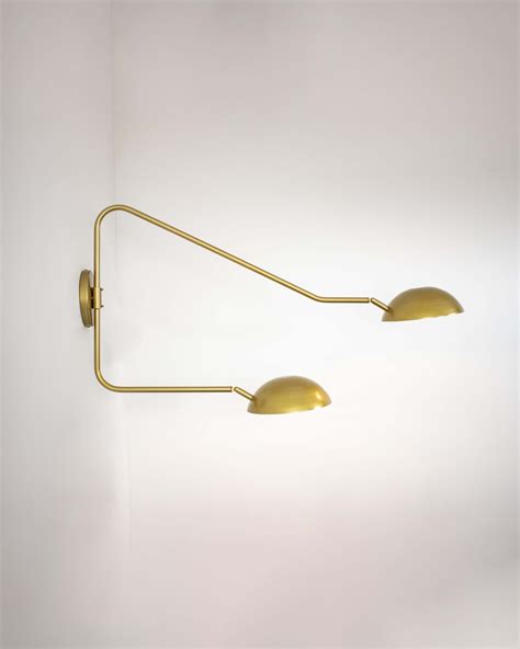 Lustre Arandela Dome Dupla Articulada Industrial Dourado Iluminamundo