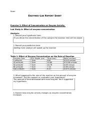 Enzyme Lab Report Docx NAME ENZYMES LAB REPORT SHEET Exercise 2