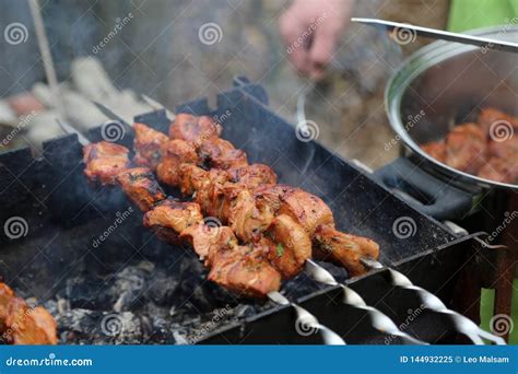 Pork Kebabs are Fried on the Grill Stock Image - Image of barbecue ...