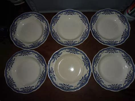 6 ASSIETTES CREUSES en faïence de Lunéville KG modèle Villeray EUR