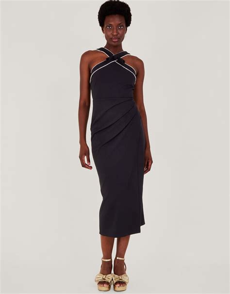 Diana Diamante Halterneck Dress Black