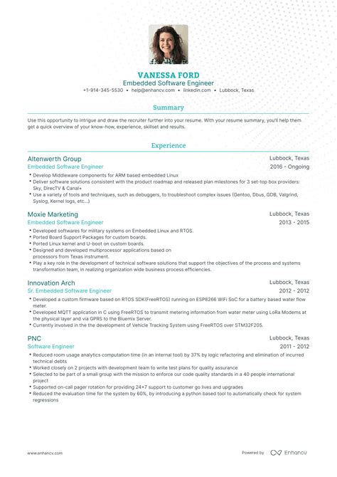 Embedded Software Engineer Resume Examples Guide For Layout