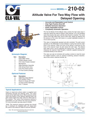 Cla Val Altitude Valve Data Sheet Manualzz