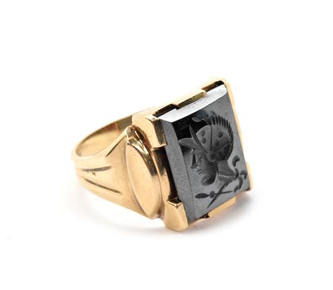 Karat Yellow Gold Hematite Intaglio Roman Warrior Ring At Stdibs