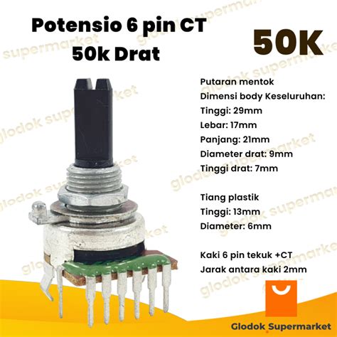 Potensio Pin Ct K Drat Stereo Kaki Tekuk Volume Mixer