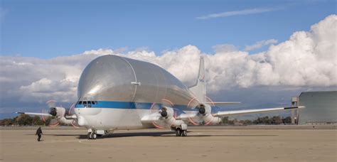 Nasas B377sgt Super Guppy Turbine Cargo Airplane Lands At Moffett Field