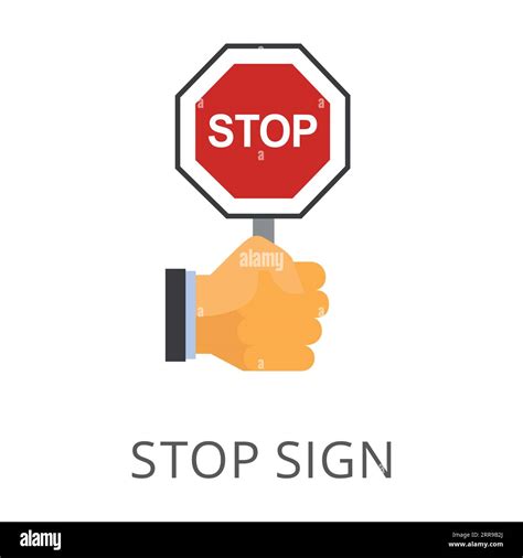 Hand Holding Stop Sign Flat Vector Icon Stock Vector Image And Art Alamy