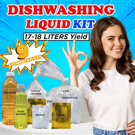 K M DIY Dishwashing Liquid Kit Set 17 To 18 Liters Yield 9 Components