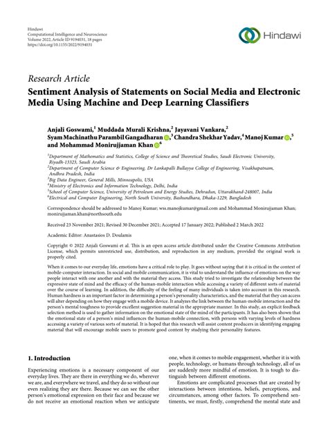 Pdf Sentiment Analysis Of Statements On Social Media And Electronic