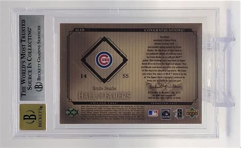 Ernie Banks Upper Deck Hall Of Famers Game Used Patch Auto Bgs