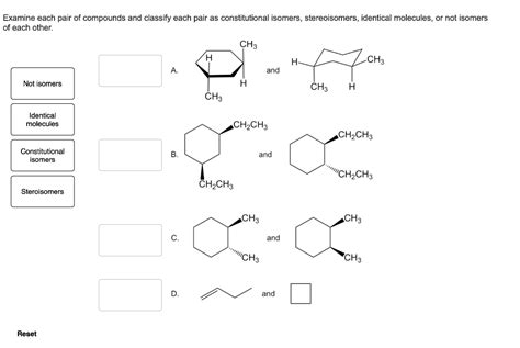 Solved Examine Each Pair Of Compounds And Classify Each Pair Chegg