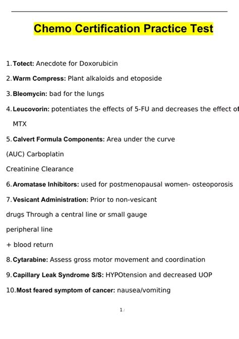 Ons Oncc Chemotherapy Immunotherapy Certificate Practice Test