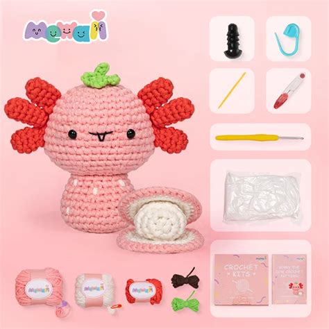 Mewaii Crochet Axolotl Kits For Beginners Crochet Set Animals Diy