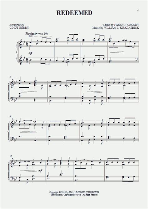 Redeemed Piano Sheet Music | OnlinePianist